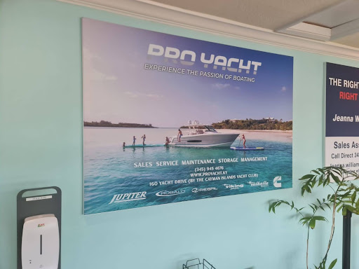 Custom branding and graphics for Pro Yacht, designed and produced by K&R Solutions Group for premium maritime presentation.